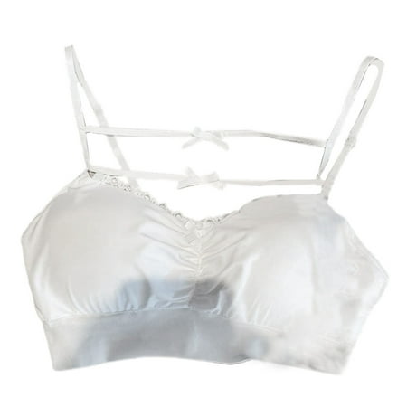 

Women Sexy Wrapped Chest Bowknot Bralette Camisole Double Bandage Push Up Slim Crop Top Lace Trim Backless Bustier Underwear Lingerie
