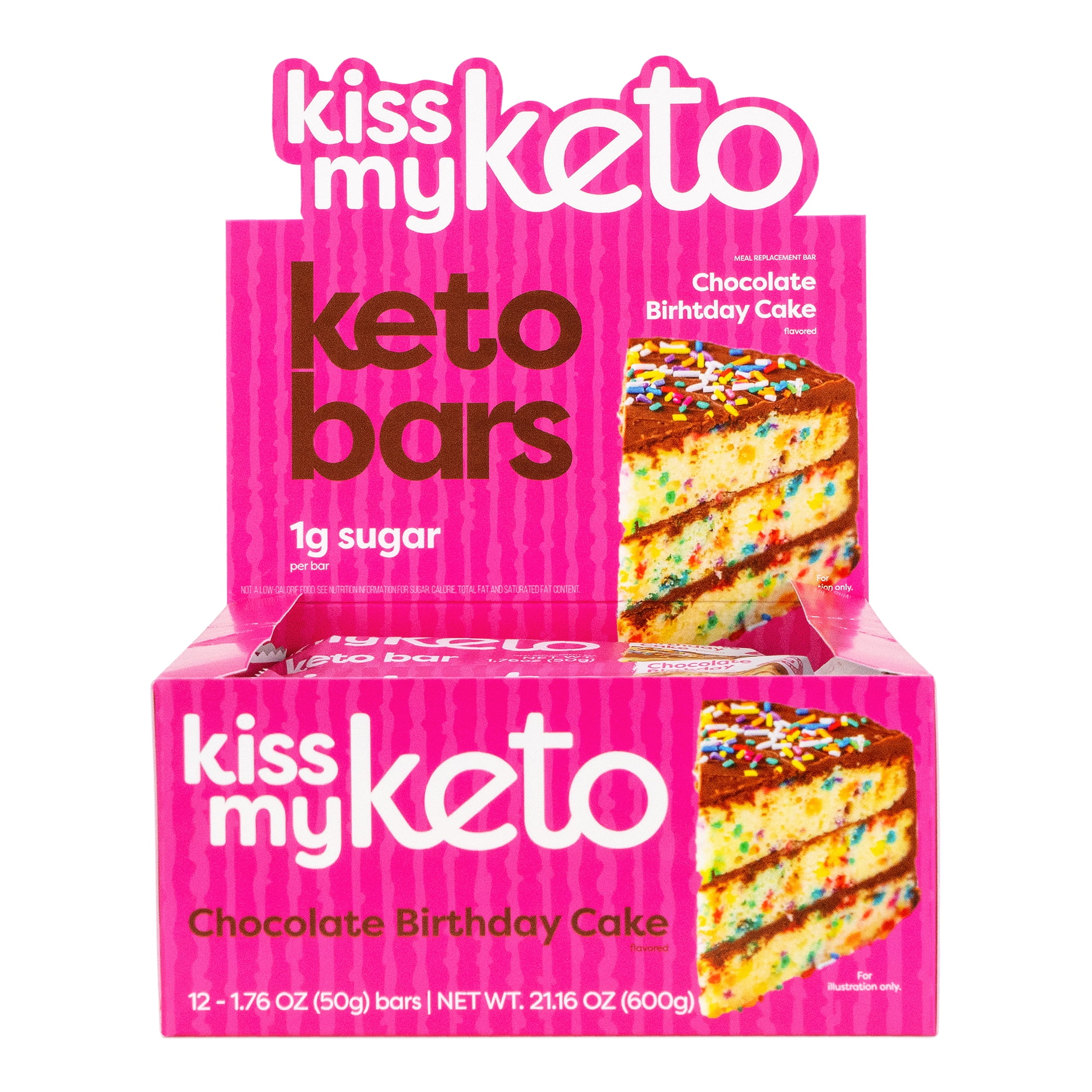 Kiss My Keto Bars Chocolate Birthday Cake, 12 Pack — Low Carb Low Sugar