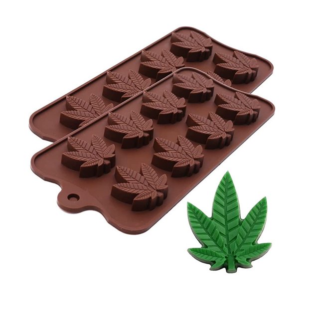 Moldes para dulces de marihuana, bandejas de silicona con hojas de tarro para fiesta de dulces de chocolate, molde de regalo novedoso, paquete de 3