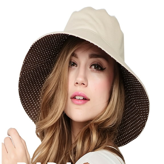 Maitose Women's Wide Brim Foldable Sun Hat Beige