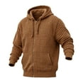 thumbnail image 4 of LIIPEE Men Hoodies Solid Color Long Sleeve Hooded Zip Up Tops Man Comfortable Birthday Wedding Weekend Sweatshirts,Brown,S, 4 of 4