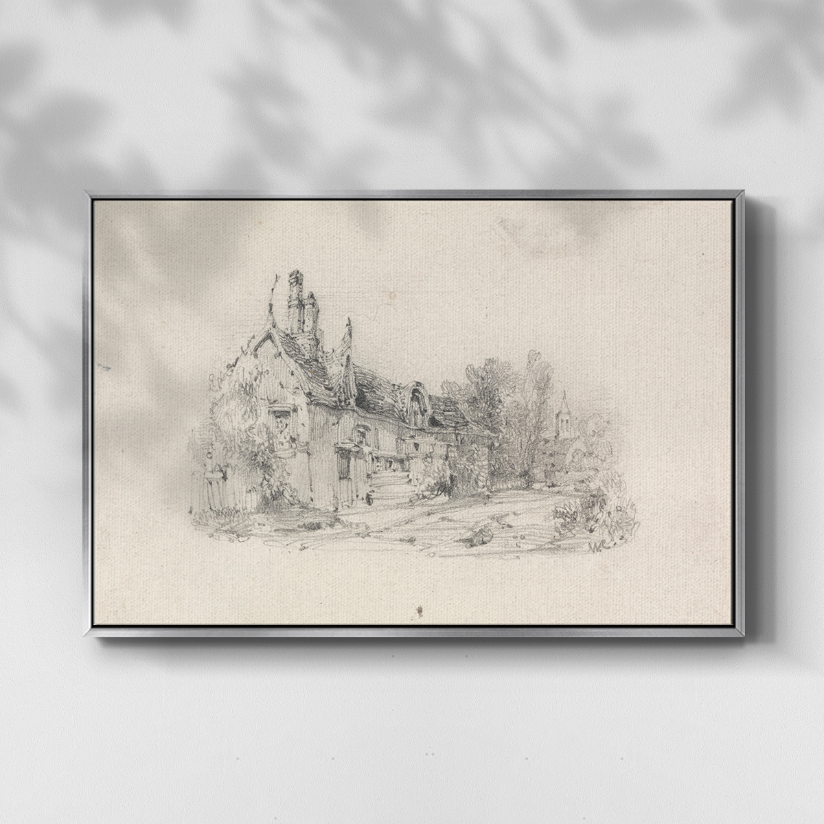 Vintage Sketch-XVI By Wexford Home Framed in Silver Wood Gallery Wrapped Canvas 17 in. x 25 in.