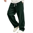 thumbnail image 3 of LODIENY Men Corduroy Ribbed Pants Wide Leg Loose Fit Casual Trousers Drawstring Elastic Waist Fashion Sweatpants Army Green M, 3 of 8
