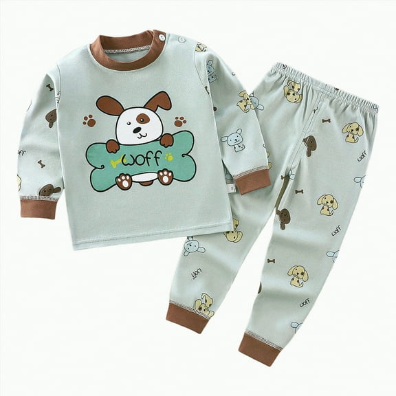 Futezty Toddler Boys Girls Clothes Fall Winter Outfit Sets, Set For Kids Long Sleeve Round Neck Animal Stretch 1T 2T 3T 4T 5T 6T 2 Piece Sleepwear