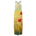 thumbnail image 4 of Robes Femmes Summer Conception Robe Décontractée Graduel Sans Manches Cou Suspendu V-Cou Robe Longue Robe Romper sur Clearance, 4 of 5