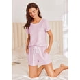 thumbnail image 2 of Ekouaer Womens Pajama Set Ribbed Knit Soft Shorts Pjs Summer Sleepwear Two Piece Casual Lounge Sets with Drawstring & Pockets, 2 of 6