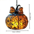 thumbnail image 3 of Honmine Pumpkin Halloween Window Light Catcher – Stained Glass Window Hanging with Glowing Orange Pumpkin and Bow, Halloween Decor Indoor, Spooky Home Decor for Living Room, 3 of 9