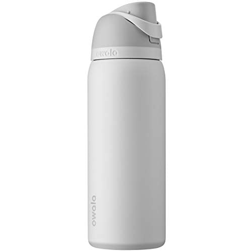 Owala FreeSip Water Bottle Stainless Steel, 32 Oz., Shy Marshmallow White or Gray
