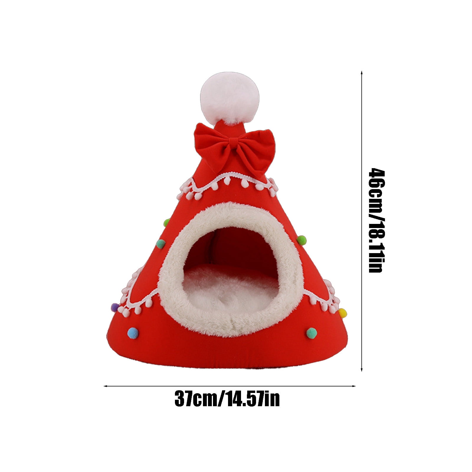 Nebwoak Soft Nest for Dog and Cat Christmas Candy Pet Bed Pet Villa Kitty Bed Dog Bed Winter Warm Cats Bed Yurt Pet Houses Pet Tent House