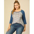 thumbnail image 2 of BluTop Floral Cuello Redondo Y Mangas Raglán 3/4 TalGrande PaMujer Azul XL, 2 of 6
