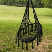 Equip Avocado Macrame Hammock Chair, Cotton Blend Black, Size 47” H x 27” W, Capacity 250 lb.