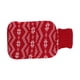 thumbnail image 5 of Botella de agua caliente de goma grande de 1 litro, cubierta tejida, bolsa de agua caliente para aliviar el dolor, calentar el cuerpo, copo de nieve rojo, 5 of 12