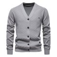 thumbnail image 4 of Iugvhana Men Cardigan Sweater Button Down V-Neck Casual Knitted Cardigan Sweaters Trendy Slim Fit Cotton Jacket Coat Long Sleeve Jackets Gray L, 4 of 9
