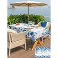 thumbnail image 4 of Outdoor Tablecloth with Umbrella Hole and Zipper, Spring Blue Floral Rectangle Table Cloth 60x120 Inch Waterproof Tablecloth, Farmhouse Weeping Floral Leaves Wood Picnic Table Cover for Patio Camping, 4 of 7