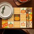 thumbnail image 5 of Fall Harvest Placemats Set of 4, 12x18 Inch Rustic Linen Table Mats with Turkey and Pumpkin Pattern, Washable Farmhouse Dining Decor for Autumn Gatherings, 5 of 6
