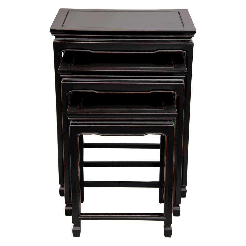 Oriental Furniture Rosewood Nesting Tables in Antique Black Walmart