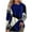 Blue, variant on IROINNID Womens Plus Size Tops Home Buttons Geometric Contrast Color Long Sleeve Round-Neck Top,Blue