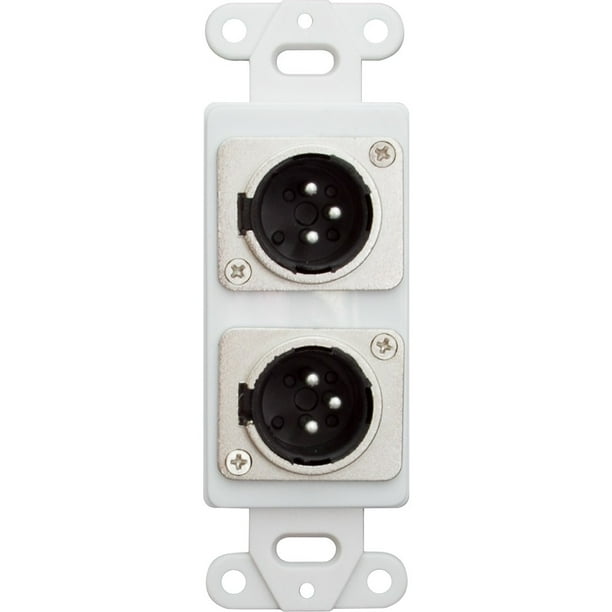 Decora Wall Plate Insert, White, Dual XLR Male to Solder Type