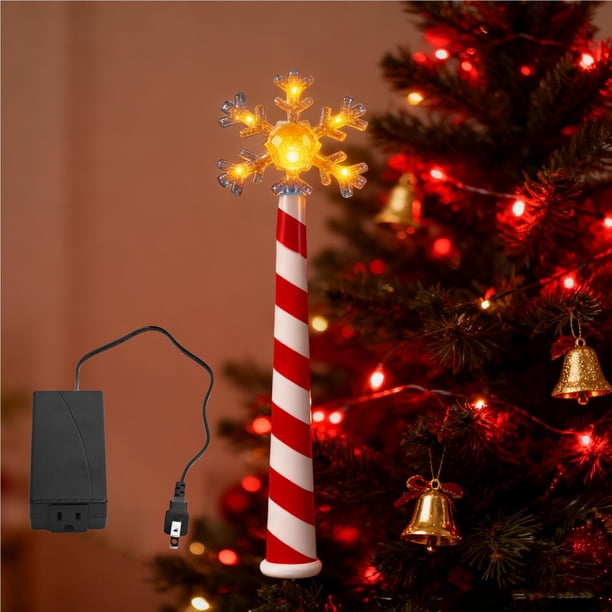 Varita de Control de Luces para Árbol de Navidad | Control Remoto con Estrellas Brillantes de Rayas Rojas y Blancas | Decoración Led Festiva para Iluminación Navideña | Regalo de Decoración Navideña