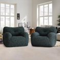thumbnail image 4 of Bean Bag Chair, Filled Beanbag Chair for Living Room, Stuffed Beanbag Chairs, Comfy Bean Bag Chairs with Filling (Teddy Fabric in Green Set of 2, 39.37" D×37" W×27.56" H), 4 of 9