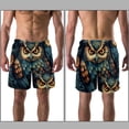 thumbnail image 3 of luoweisi Men's Beach Shorts Quick Dry Swim Trunks with Mesh Lining Cartoon Owl XL, 3 of 5