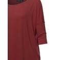 thumbnail image 5 of A2Y Women's Oversized Crew Neck 3/4 Sleeve Side Pockets Drop Shoulder Boxy Top Fired Brick L, 5 of 6
