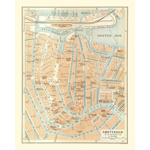 Historic Map - Amsterdam Netherlands - Baedeker 1910 - 23 x 28.76 - Vintage Wall Art