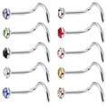 thumbnail image 2 of Milaget 10 X Nose Stud Rings Curved Screws Nose Rings L Shape Body Jewelry - Multicolor 2.0mm, 2 of 5