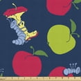 thumbnail image 1 of Cartoon Sofa Upholstery Fabric by the Yard, Funny Worm Hugging the Apple Happiness in Nature Insects Forest, Decorative Fabric for DIY and Home Accents, Night Blue by Ambesonne, 1 of 5