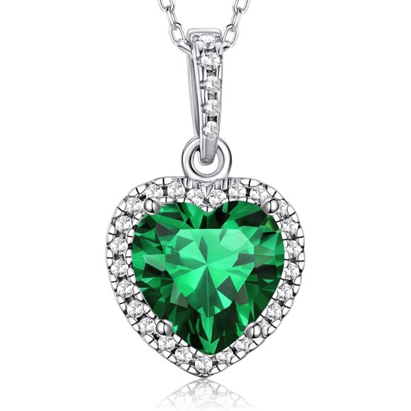 Birthstone Pendant Necklace, Sterling Silver Heart/Celtic Knot Month Stones Necklaces for Women, Birthday Charms S925 Teens Jewelry