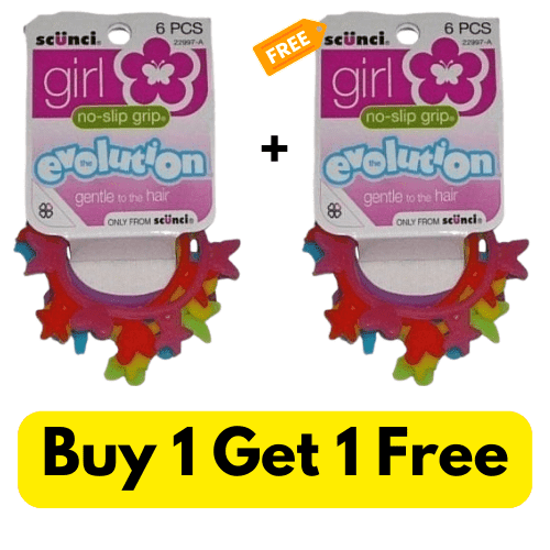 Scunci Girl Evolution No Slip Grip Gentle to Hair 6 Pcs 22997 a Assorted Colors