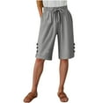 thumbnail image 2 of uublik Womens Shorts Dressy Casual Casual High Waisted Beach Shorts Wide Leg Drawstring Cute Summer Vacation Outfit Gray, 2 of 5