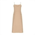 thumbnail image 6 of Womens Summer Dresses Imitation And Cotton Linen Suspender Solid Pocket Jumpsuit Long dress, 6 of 7