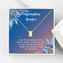Anavia Confirmation Sponsor Gift for Women, Gifts for Sponsors, Baptism Gift, Goddaughter Gift, Thank you Religious Sponsor Gifts Card Necklace-[Gold Cube, Blue-Orange Gift Card]