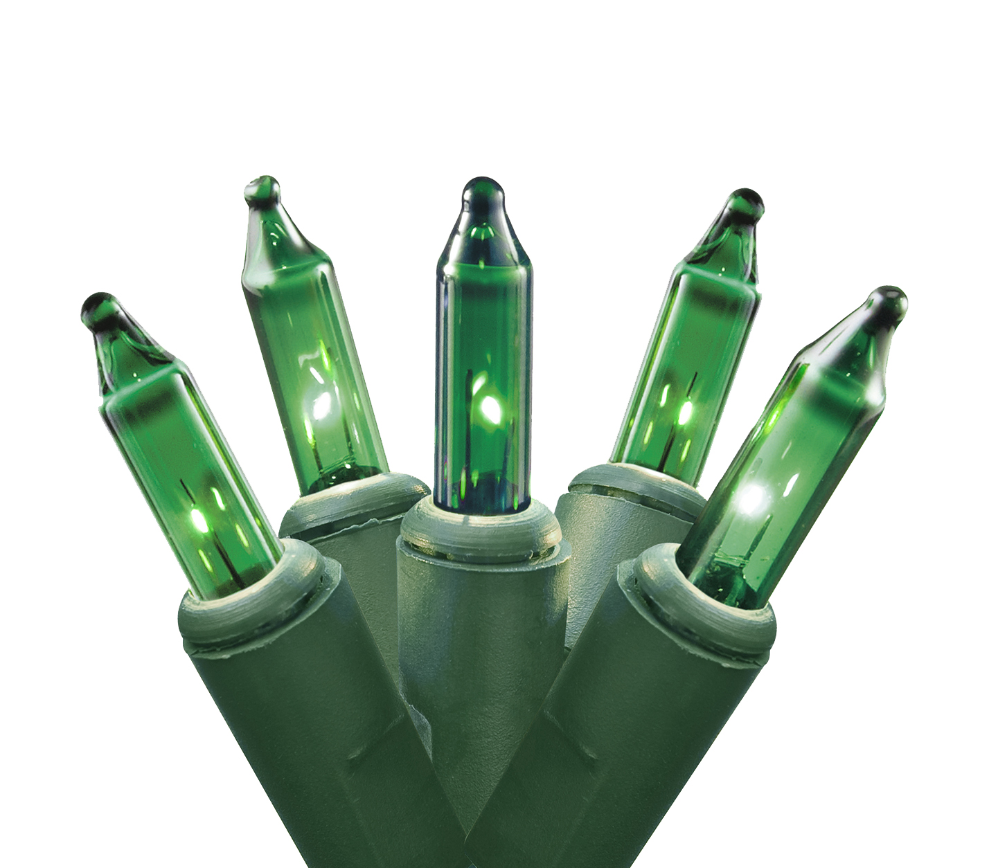 50 Count Green Mini Christmas Light Set, 10.2 ft Green Wire