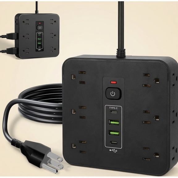 16-in-1 Outlet Surge Protector Power Strip, Black