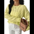 thumbnail image 1 of Suéteres de Cuello Redondo de Punto Extragrandes para Mujer Amarillo L, 1 of 7