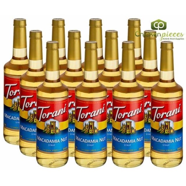 Torani Macadamia Nut Flavoring Syrup – Earthy Hawaiian Blossom Profile & Rich Buttery Toffee Undertones, 750 mL (25.36 oz) Premium Glass Bottle
