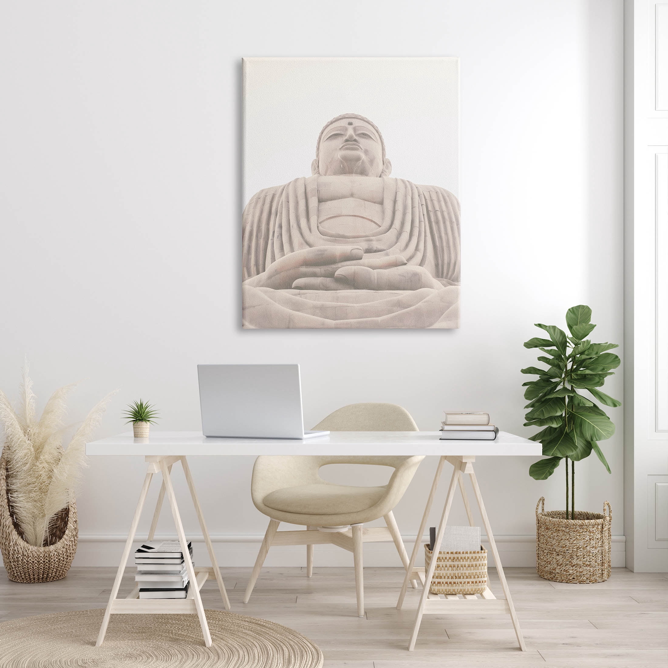 Spiritual Buddha Sacred Sculpture Religious Photograph Gallery Wrapped Canvas Print Wall Art