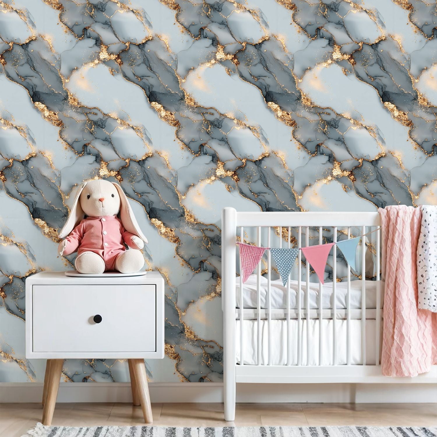 Peel and Stick Wallpaper Elegant Blue Gold Marble Abstract Art Fluid Patterns Wall Mural 23.6in x 9.8ft Self Adhesive Removable Wall Paper Renter Friendly Wallpaper for Nursery Bedroom Cabinets