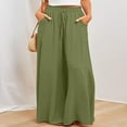 thumbnail image 2 of LYMAYTER Women Wide Leg Pants Summer Casual Long Pants for S-2XL Elastic Waist High Waisted Trousers, 2 of 7
