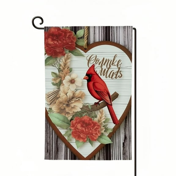 PHYHOO Cardinal Memorial Garden Flag Double Sided Outside, Always Loved Memorial Day Gravesite Saying Yard Outdoor Decoration White