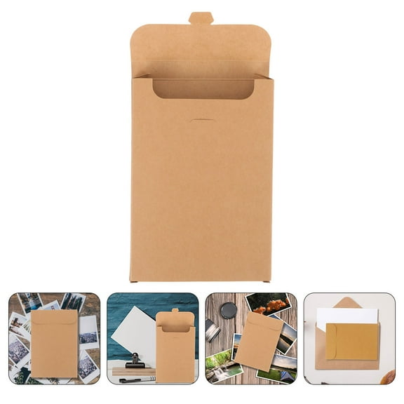 FOMIYES 12Pcs Greeting Cards Storage Box in Khaki Rectangular Shape with Paper Material Portable