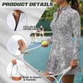 thumbnail image 6 of Aplkyhs Silver Glitter Women Long Sleeve 1/4 Zip Tennis Dress with Shorts and Pockets Lightweight Athletic Golf Dresses Moisture Wicking Built-in Shorts Workout Golf Suit Set, 6 of 7