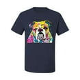 thumbnail image 2 of Wild Bobby Dean Russo Neon Colorful Pug Dog The Bulldog Dog Lover Men Graphic Tee, Navy, Small, 2 of 5
