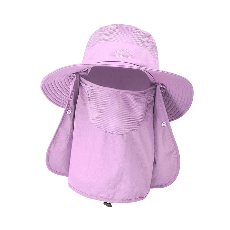 Sun Hats Neck Cover and Mesh Breathable Bucket Hat with Strings Fishing  Hats Men Sun Protection Sombrero Hats for Climbing Fishing Violet 