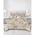thumbnail image 2 of Quilts Twin-XL Size Bedding Set, Brown Coastal Lightweight Quilted Comforter, Nautical Starfish Coral Jellyfish Shell Sea Soft Bedspread Coverlet with Pillow Covers for All Season, 68" x 98", 2 of 7