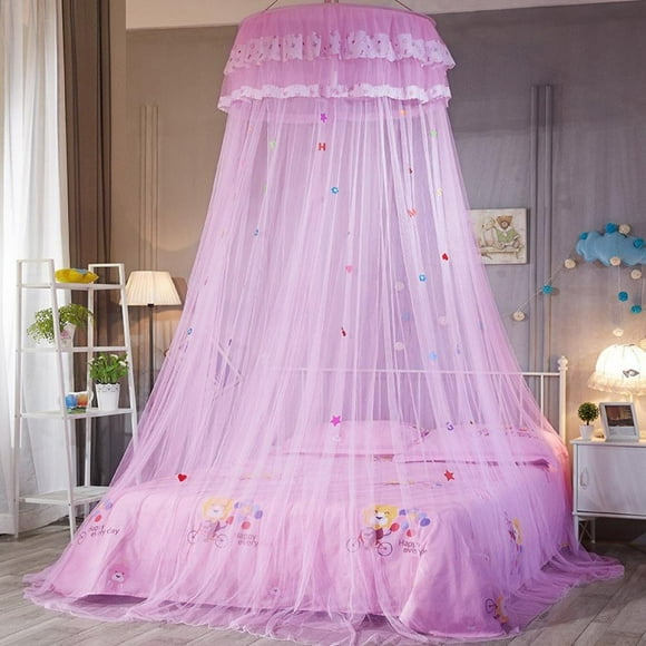 POINTERTECK Rideaux de Lit au-Dessus du Lit Filles du Sol au Plafond Enfants au-Dessus du Lit de Bébé Couvre-Lit en Dôme de Maille Couvre-Lit Princesse Jardin Couronne de Lit en Dentelle Filet de Lit Rideau de Lit pour Adultes