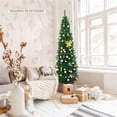 thumbnail image 4 of Demi Bonn 6ft Tall Slim Pencil Christmas Tree with 400 PVC Branches, Realistic Flocked Finish for Small Spaces, Compact Xmas Tree for Home Decor, Green, 4 of 9