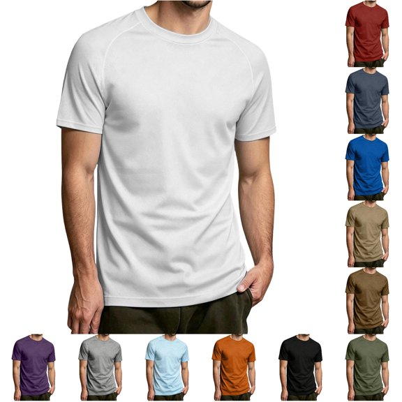 NinXxx Men's Solid Short Sleeve Crewneck Everyday Basic Comfort Top White XL